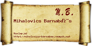 Mihalovics Barnabás névjegykártya