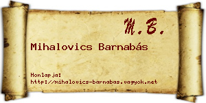 Mihalovics Barnabás névjegykártya