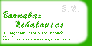 barnabas mihalovics business card